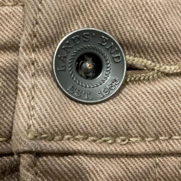 Woman Lands End Mid-Rise Slim Straight Leg Colored Denim Jeans in French Walnut - Picture 13 of 14